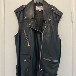 Walter Baker Black Leather long Vest XL